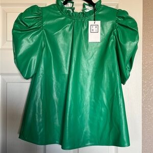 THML Green Puff Sleeve Top